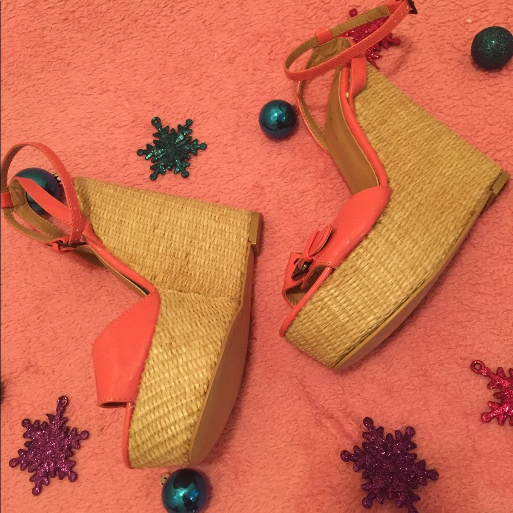 JustFab Pink Open-Toe Wedge